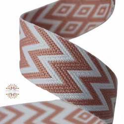 3,8cm Jacquard Bånd - Blush