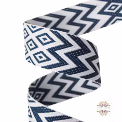 3,8 cm Jacquard Bånd - Blå Harmoni - 1,5 meter