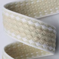 3,8 cm Jacquard Bånd - Perlesnor - Vanilje -  1,5 meter