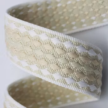 3,8 cm Jacquard Bånd - Perlesnor - Vanilje -  1,5 meter