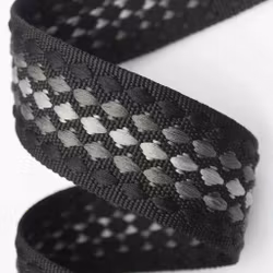 3,8 cm Jacquard Bånd - Perlesnor - Grå & Sort - 1,5 meter