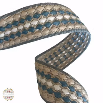 3,8 cm Jacquard Bånd - Perlesnor - Myk turkis - 1,5 meter