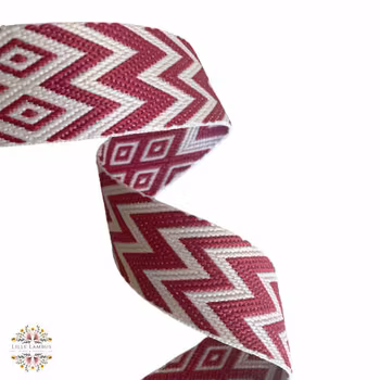 3,8 cm Jacquard Bånd  - Magenta - 1,5 meter