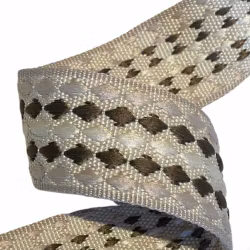 3,8 cm jaquard Bånd -Perlesnor - Dus Beige - 1,5 meter