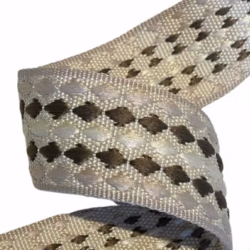 3,8 cm jaquard Bånd -Perlesnor - Dus Beige - 1,5 meter