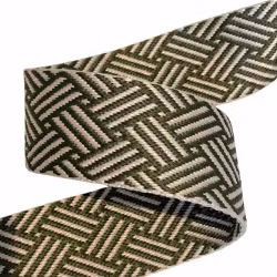 3,8 cm Jacquard Bånd - Kurvflettet - Oliven - 1,5 meter