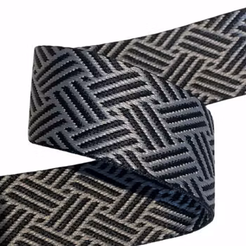 3,8 cm Jaquard Bånd - Kurvflettet - Grå Steminig - 1,5 meter