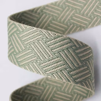 3,8 cm Jacquard Bånd - Kurvflettet - Willow Green - 1,5 meter