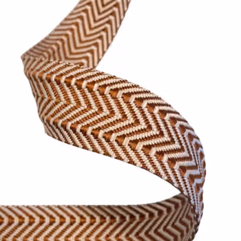 3,8cm Jacquard Bånd - Herring Bone - Myk brun