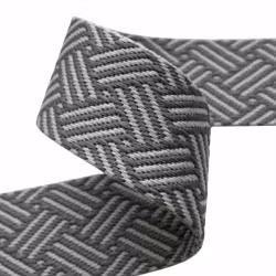 3,8 cm Bånd - Kurvflettet - Grå Harmoni - 1,5 Meter