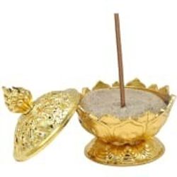 Rökelsehållare Lotus guld färgad