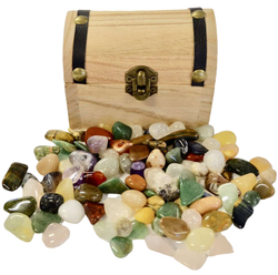 Treasure chest with 200g tumbled gemstones