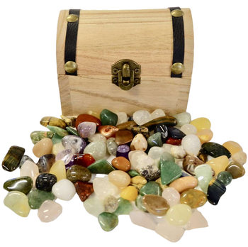 Treasure chest with 200g tumbled gemstones
