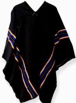 Peruvian Black Shaman Rainbow Poncho