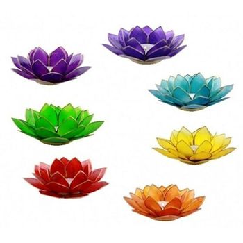 Lotus flower set of 7 chakra candles - gold trim