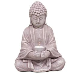 Buddha with glass candle holder