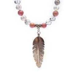 Grind rhodonite/gray quartz + feather