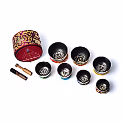 Chakra singing bowl set med väska