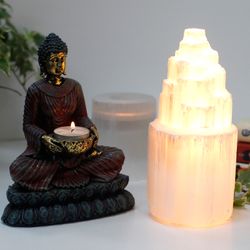 Natural Selenite Lamp Tower - 20 cm