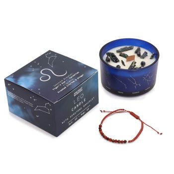 Zodiac Crystal Candle with Gemstone Bracelet