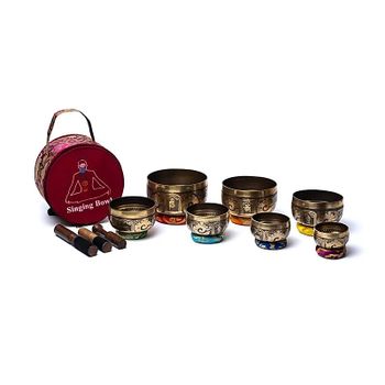 Chakra singing bowl set with bag