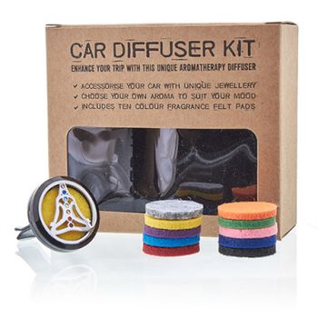 Aroma Diffuser Set for Car - Pewter Yoga Chakra - 30mm