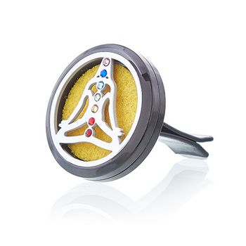 Aroma Diffuser Set for Car - Pewter Yoga Chakra - 30mm