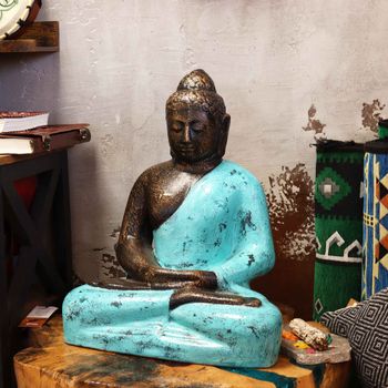 Stor Klassisk Buddhastaty i Turkos & Sten - 0.5m