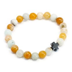2x Set of 2 Friendship Bracelets - Loyalty - Amazonite & Yellow Jasper