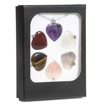 Heart necklace in 6 different gemstones