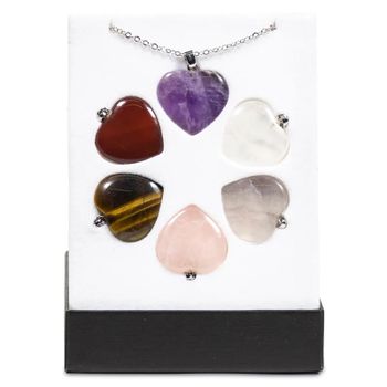 Heart necklace in 6 different gemstones
