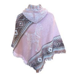 Alpaca poncho with llama pattern