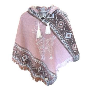 Alpaca poncho with llama pattern