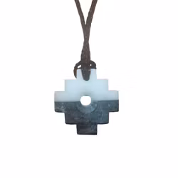 Chakana-halsband i svart serpentin & vit alabaster