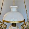 Antik korgfotogenlampa med vit rochesterskärm 14'''