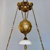 Antik korgfotogenlampa med vit rochesterskärm 14'''