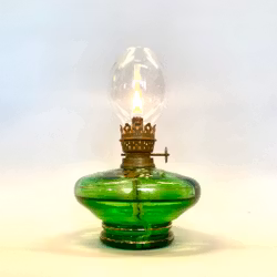 Grön blommig fotogenlampa 3'''