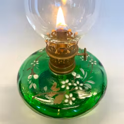 Grön blommig fotogenlampa 3'''