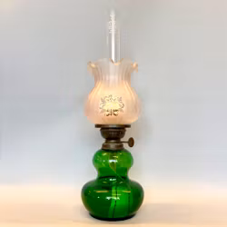 Mörkgrön fotogenlampa med kupa 10'''