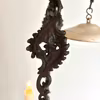 Antik takfotogenlampa med tre ljusarmar och prismor 14'''