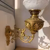 Antik väggfotogenlampa på arm 1880-tal med kupa 14'''