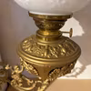 Antik väggfotogenlampa på arm 1880-tal med kupa 14'''