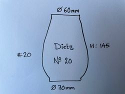 70x60x145 mm - glas till bl.a. stormlykta Dietz No 20