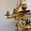 Antik jugendfotogenlampa i majolika 14''' för 6 ljus