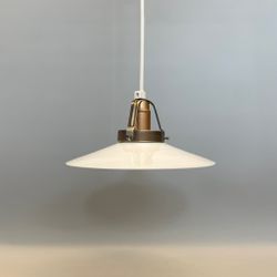 Antik skomakarlampa opalvit liten 20 cm
