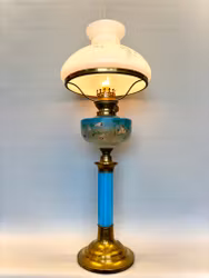 Piedestalfotogenlampa på blå fot med blå blommor 14'''