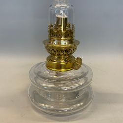 Bordsfotogenlampa i glas/mässing 10'''