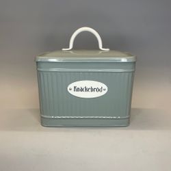 Knäckebrödsburk i plåt - salviagrön/vit
