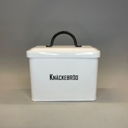 Knäckebrödsburk i plåt - vit/svart