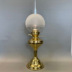 Brittisk mässingsfotogenlampa med Duplexbrännare